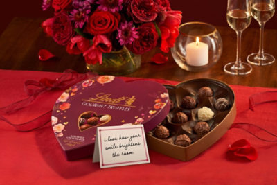 Lindt Valentines Gourmet Truffles Assorted Chocolate Candy Heart Gift Box - 6.8 Oz - Image 2