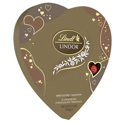 Lindt LINDOR Valentines Assorted Chocolate Candy Truffles Heart Gift Box - 5.5 Oz