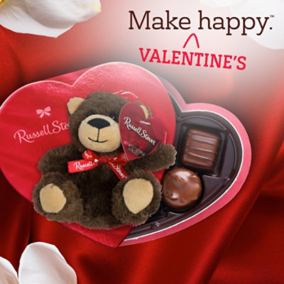 RUSSELL STOVER Valentine's Plush Bear with Red Heart Milk & Dark Chocolate Gift Box - 3.1 Oz - Image 5