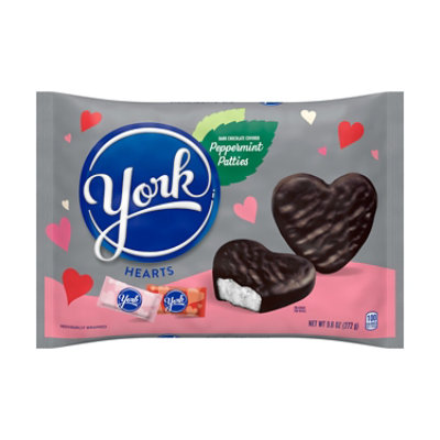 York Dark Chocolate Peppermint Patties Hearts Valentines Day Candy Bag - 9.6 Oz - Image 1