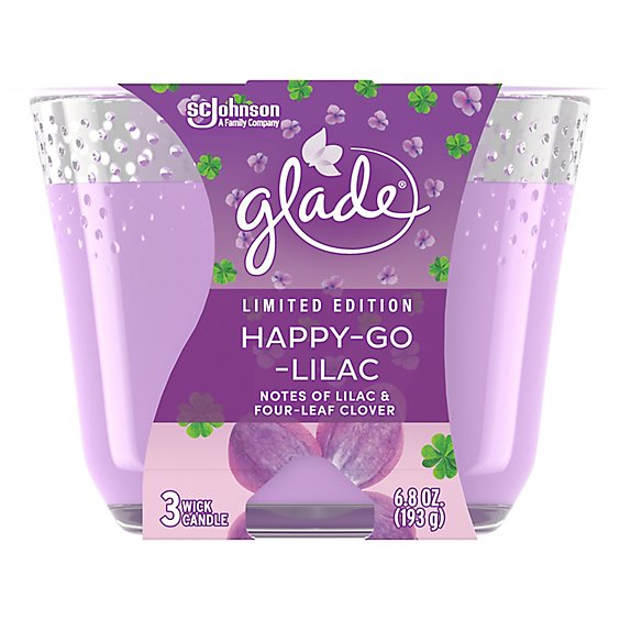 Glade Limited Edition Happy Go Lilac Positive Vibes 3 Wick Candle Jar - 6.8 Oz