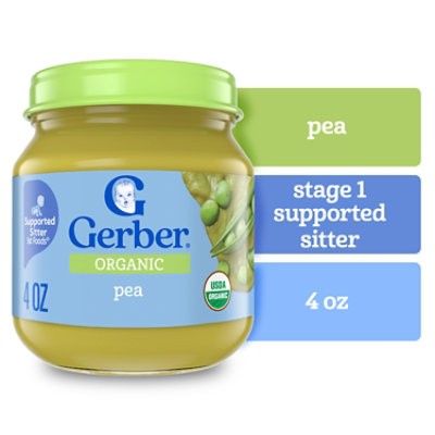 Gerber 1st Foods Organic Pea Baby Food Jar - 4 Oz - Image 1
