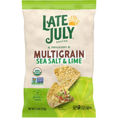 LATE JULY Snacks Multigrain Sea Salt and Lime Tortilla Chips - 7.5 Oz - Image 1