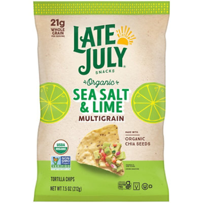 LATE JULY Snacks Multigrain Sea Salt and Lime Tortilla Chips - 7.5 Oz - Image 1