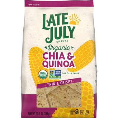 LATE JULY Snacks Multigrain Thin and Crispy Organic Tortilla Chips with Chia and Quinoa - 10.1 Oz - Image 1