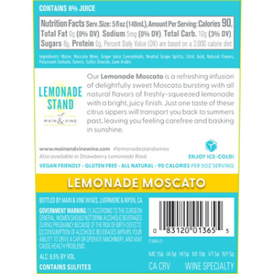 Lemonade Stand Moscato Lemonade Wine - 750 ML - Image 2