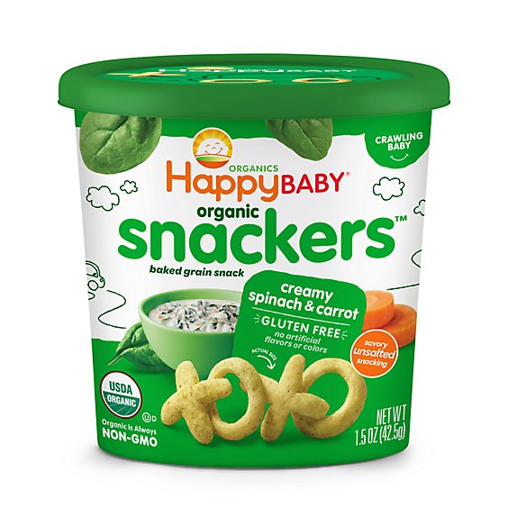 Happy Baby Organics Snackers Creamy Spinach And Carrot - 1.5 Oz