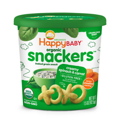 Happy Baby Organics Snackers Creamy Spinach And Carrot - 1.5 Oz