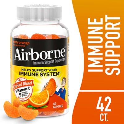 Airborne Zesty Orange Vitamin C Gummies And Immune Support Supplement - 42 Count - Image 1