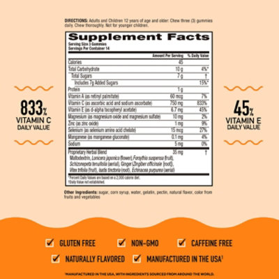 Airborne Zesty Orange Vitamin C Gummies And Immune Support Supplement - 42 Count - Image 3