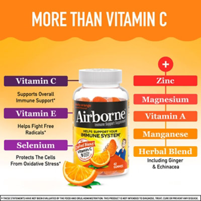 Airborne Zesty Orange Vitamin C Gummies And Immune Support Supplement - 42 Count - Image 4