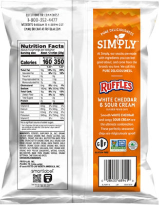 Ruffles Simply Potato Chips White Cheddar & Sour Cream - 2.25 OZ - Image 6