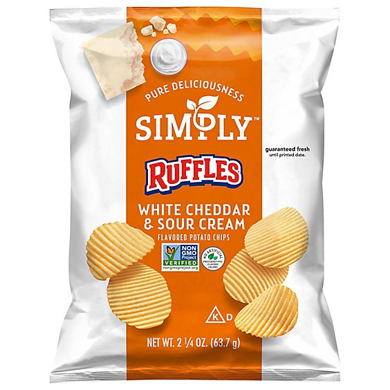Ruffles Simply Potato Chips White Cheddar & Sour Cream - 2.25 OZ