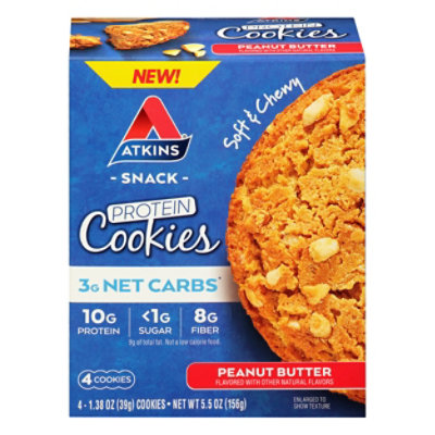 Atkins Snack Protein Cookies Peanut Butter - 4-1.38 Oz. - Image 3