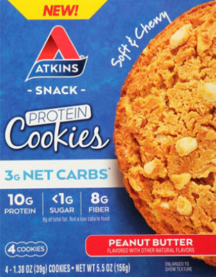 Atkins Snack Protein Cookies Peanut Butter - 4-1.38 Oz. - Image 2