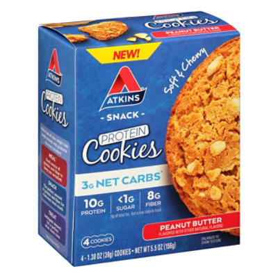 Atkins Snack Protein Cookies Peanut Butter - 4-1.38 Oz. - Image 1