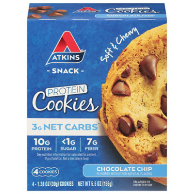 Atkins Snack Protein Cookies Chocolate Chip - 4-1.38 Oz.