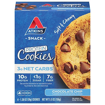Atkins Snack Protein Cookies Choc Chip - 4-1.38 OZ - Image 3