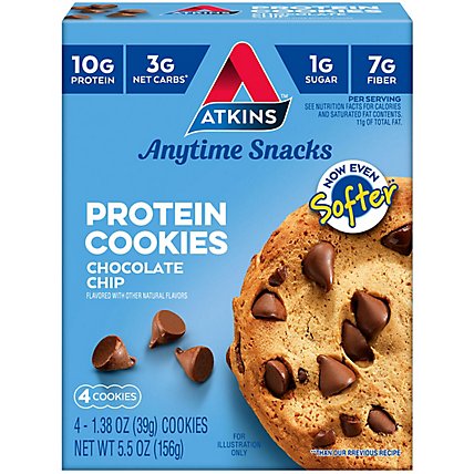 Atkins Snack Protein Cookies Choc Chip - 4-1.38 OZ - Image 2