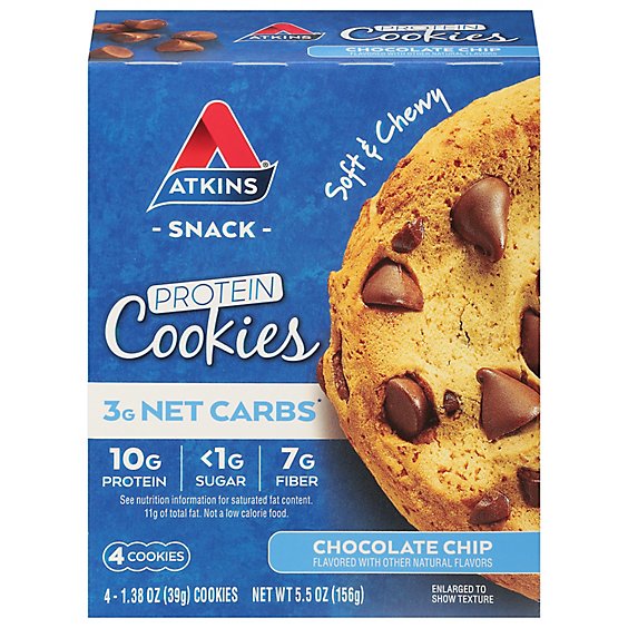 Atkins Snack Protein Cookies Choc Chip - 4-1.38 OZ