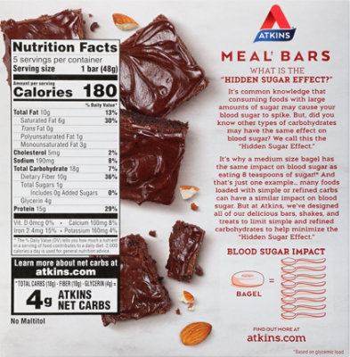 Atkins Meal Bar Fudge Brownie - 5-1.69 OZ - Image 6