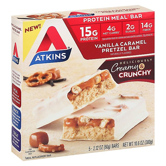 Atkins Vanilla Caramel Pretzel Meal Bar - 5-2.12 OZ