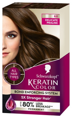 Schwarzkopf Keratin Color 6.0 Delicate Praline Permanent Hair Color Cream - Each - Image 1