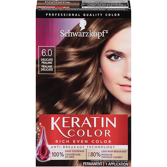 Schwarzkopf Keratin Color 6.0 Delicate Praline Permanent Hair Color Cream - Each