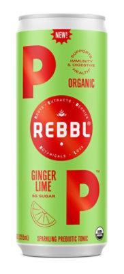 Rebbl Organic Ginger Lime Pop - 12 Fl. Oz.