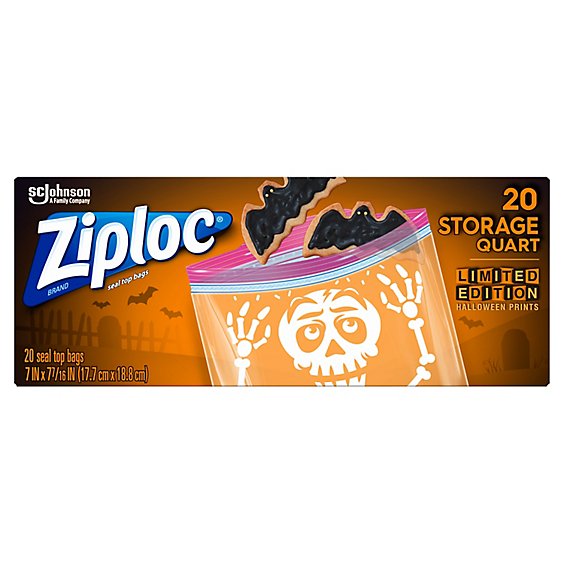 Ziploc Storage Bag Quart Halloween - 20 CT