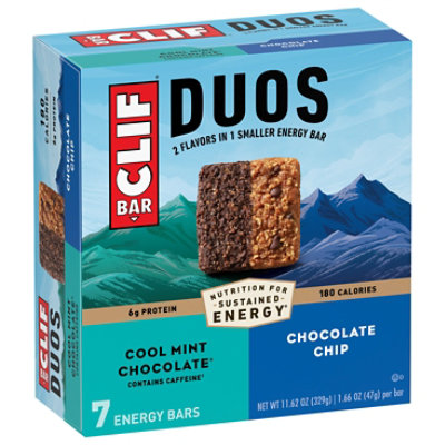 Clif Duo Cool Mint Choc & Choc Chip - 7-1.66 OZ