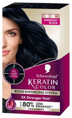 Schwarzkopf Keratin Color 1.1 Midnight Black Permanent Hair Color Cream - Each