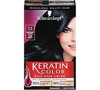 Schwarzkopf Keratin Color 1.1 Midnight Black Permanent Hair Color Cream - Each