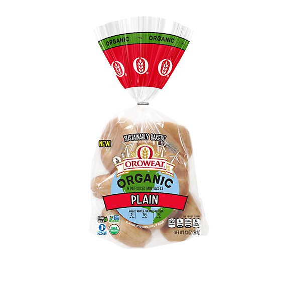 Oroweat Organic Plain Mini Bagels - 13 Oz