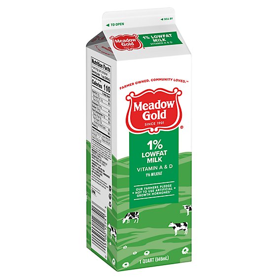 Meadow Gold 1% Low Fat Milk Paper Carton - 1 Quart