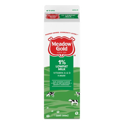 Meadow Gold 1% Low Fat Milk Paper Carton - 1 Quart