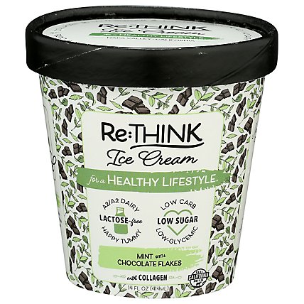 ReThink Mint With Chocolate Flakes Ice Cream - 14 Oz - Image 1