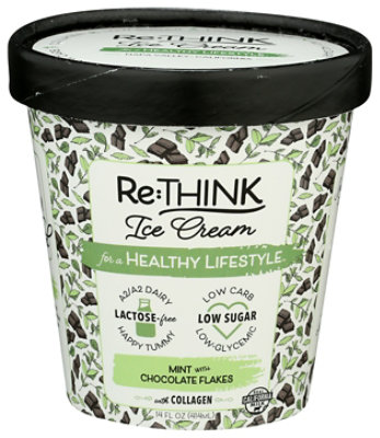 ReThink Mint With Chocolate Flakes Ice Cream - 14 Oz