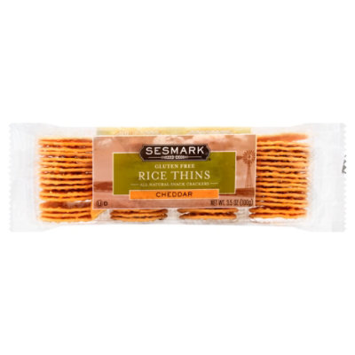 Sesmark Cheddar Rice Thins Crackers 3.5 Oz Kings Food Markets