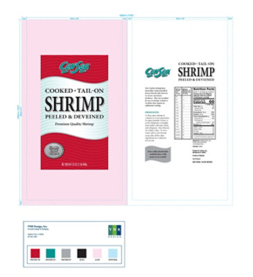 Shrimp 61/70 Cooked Peeled & Deveined Tail On - 2 LB - Image 1