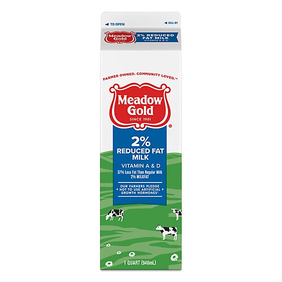 Meadow Gold 2% Reduced Fat Milk Carton - 1 Quart
