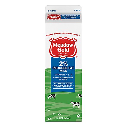 Meadow Gold 2% Reduced Fat Milk Carton - 1 Quart - Image 1