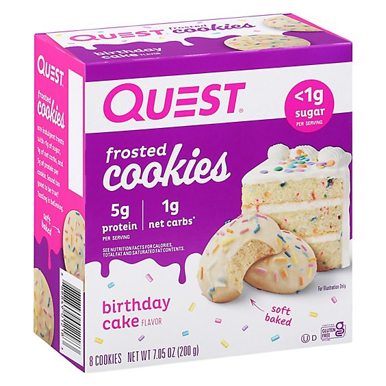 Quest Frosted Cookies Birthday Cake - 8-0.88 OZ