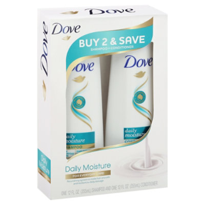 Two containers Dove Nourishing Oil Care Hair shampoo and