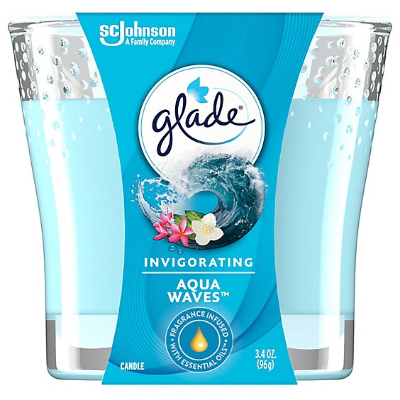 Glade Aqua Waves Fragrance Infused With Essential Oils Lead Free 1 Wick Candle - 3.4 Oz
