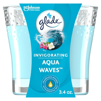 Glade Aqua Waves Fragrance Infused With Essential Oils Lead Free 1 Wick Candle - 3.4 Oz - Image 1