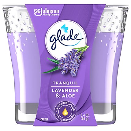 Glade Tranquil Lavender And Aloe Fragrance Infused With Essential Oils 1 Wick Candle - 3.4 Oz - Image 2