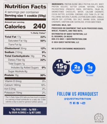 Quest Protein Cookie Choc Chip - 4-2.08 OZ - Image 6