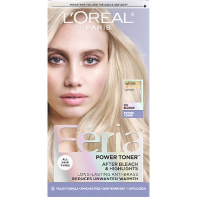 L'Oreal Paris Feria Toner Long Lasting Anti-Brass Vegan Formula Ice Blonde Kit - Each