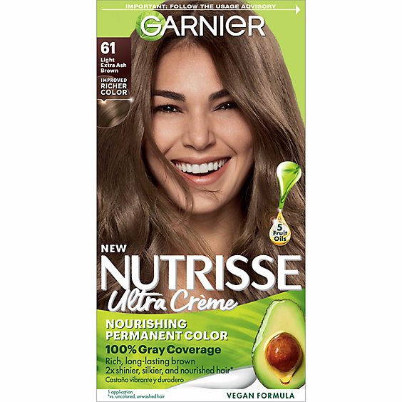 Garnier Nutrisse 61 Light Ash Brown Iced Coffee Nourishing Hair Color Creme Kit - Each